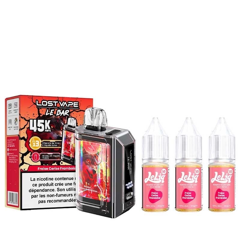 PUFF LOST VAPE LE BAR 45K FRAISE CERISE FRAMBOISE 20MG