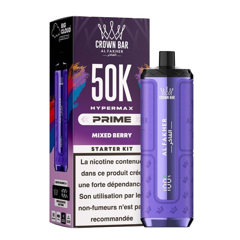 Puff Hypermax prime Crown Bar 50K Al Fakher mixed berry