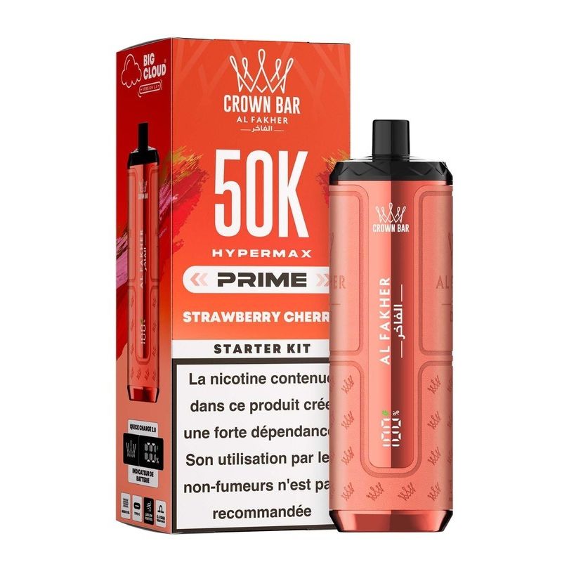 Puff Hypermax prime Crown Bar 50K Al Fakher stawberry cherry
