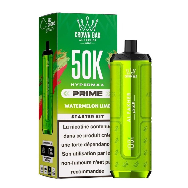 Puff Hypermax prime Crown Bar 50K Al Fakher watermelon lime